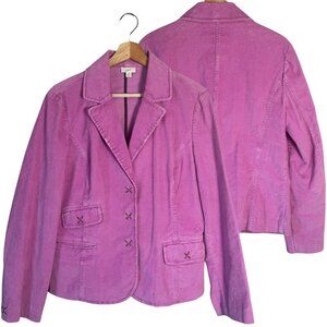 Vintage J. Jill Corduroy Blazer Jacket Women's Small Pink Classic Preppy Career